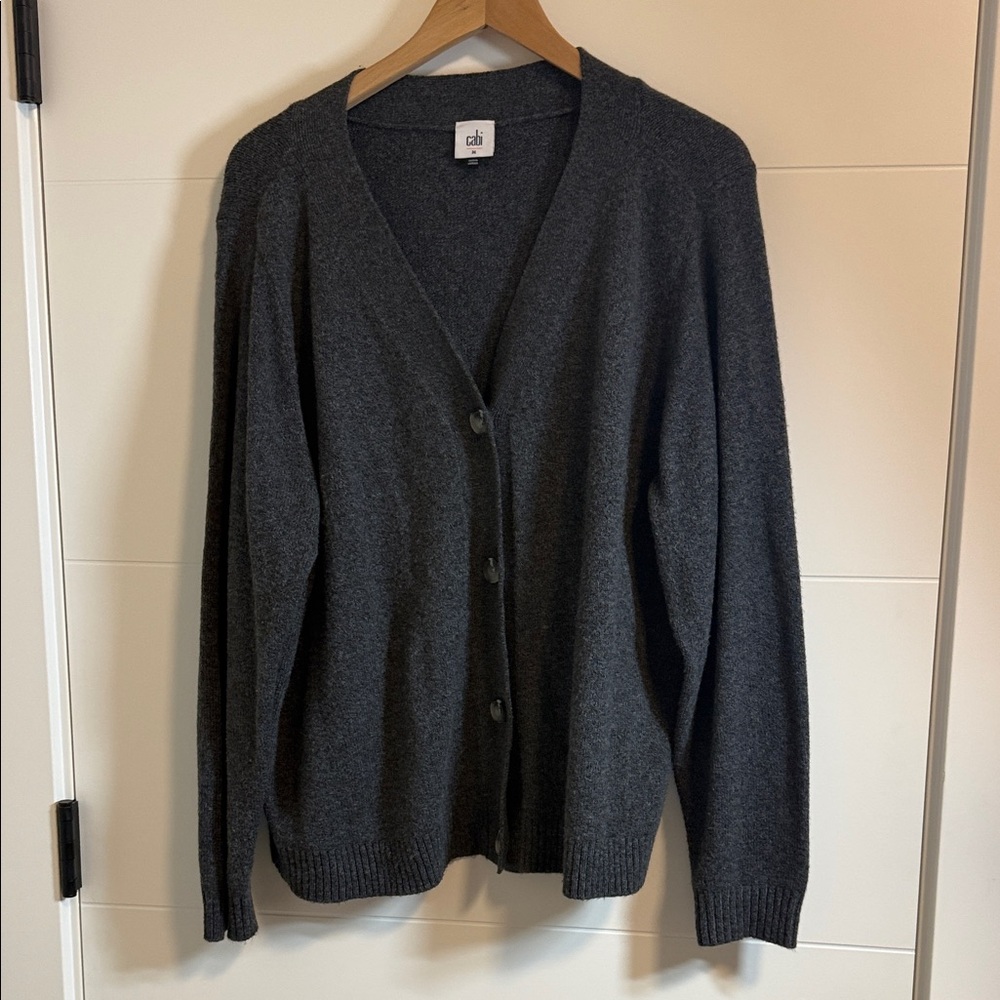 Cabi Oversized Dark Gray Button-Up Cardigan